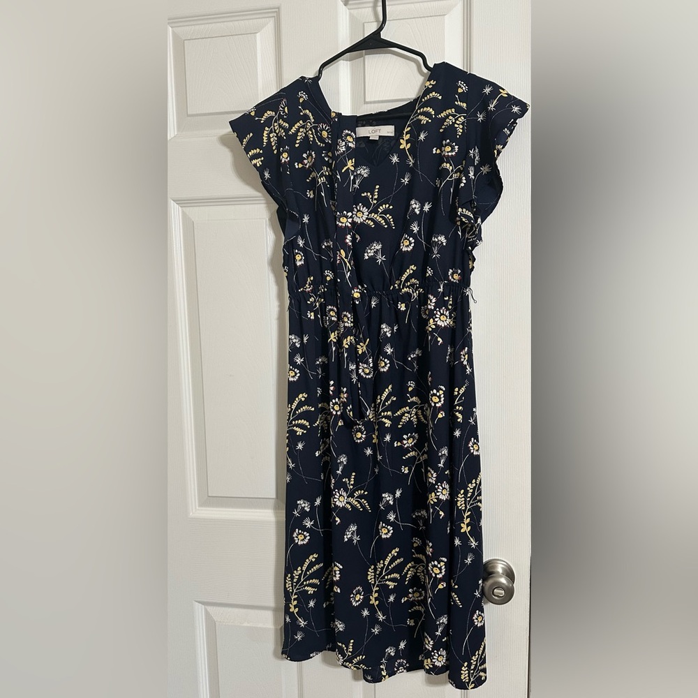 LOFT Navy Floral Dress